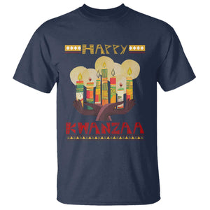 Christmas T Shirt Happy Kwanzaa African American Candles TS09 Navy Printyourwear