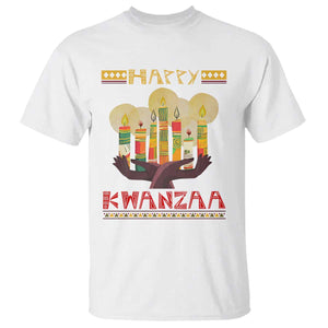 Christmas T Shirt Happy Kwanzaa African American Candles TS09 White Printyourwear