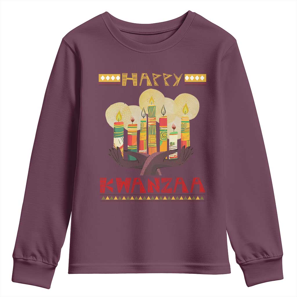 African American Xmas Happy Kwanzaa Youth Sweatshirt TS09 Maroon Print Your Wear