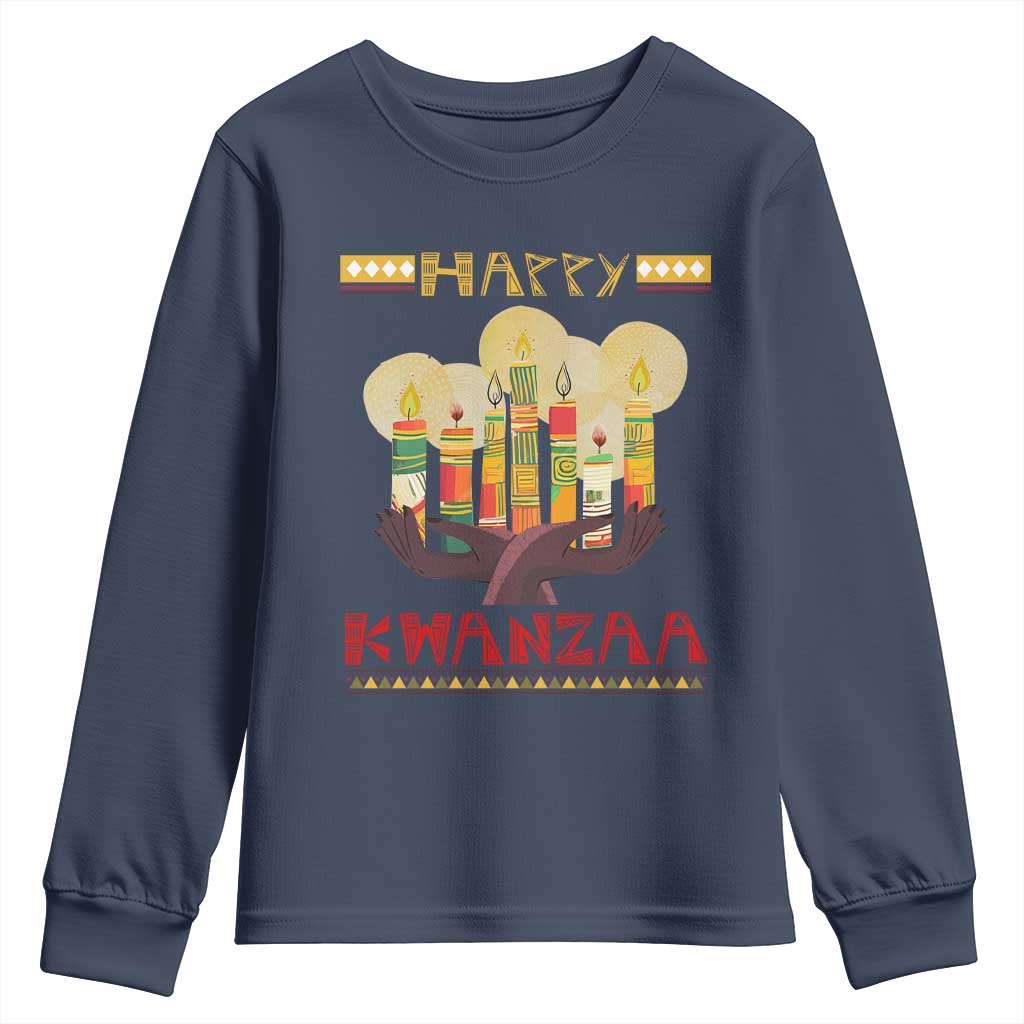 African American Xmas Happy Kwanzaa Youth Sweatshirt TS09 Navy Print Your Wear