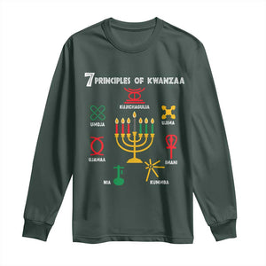 African American Xmas 7 Principles Of Kwanzaa Long Sleeve Shirt TS09 Dark Forest Green Print Your Wear