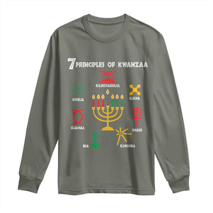 African American Xmas 7 Principles Of Kwanzaa Long Sleeve Shirt TS09 Military Green Print Your Wear