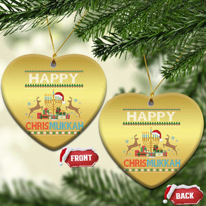 Xmas Hanukkah Christmas Ornament Happy Chrismukkah Funny Jewish Chanukah TS09 Heart Gold Print Your Wear