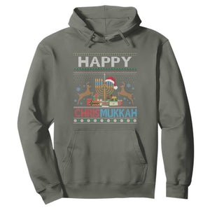 Happy Chrismukkah Funny Jewish Christmas Hanukkah Chanukah Hoodie TS09 Military Green Print Your Wear