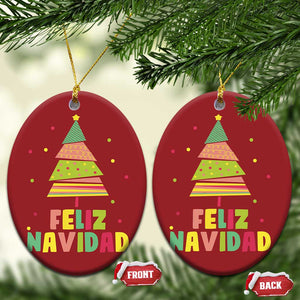 Feliz Navidad Colorful Xmas Tree Spanish Christmas Ornament TS09 Oval Red Print Your Wear