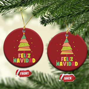 Feliz Navidad Colorful Xmas Tree Spanish Christmas Ornament TS09 Circle Red Print Your Wear