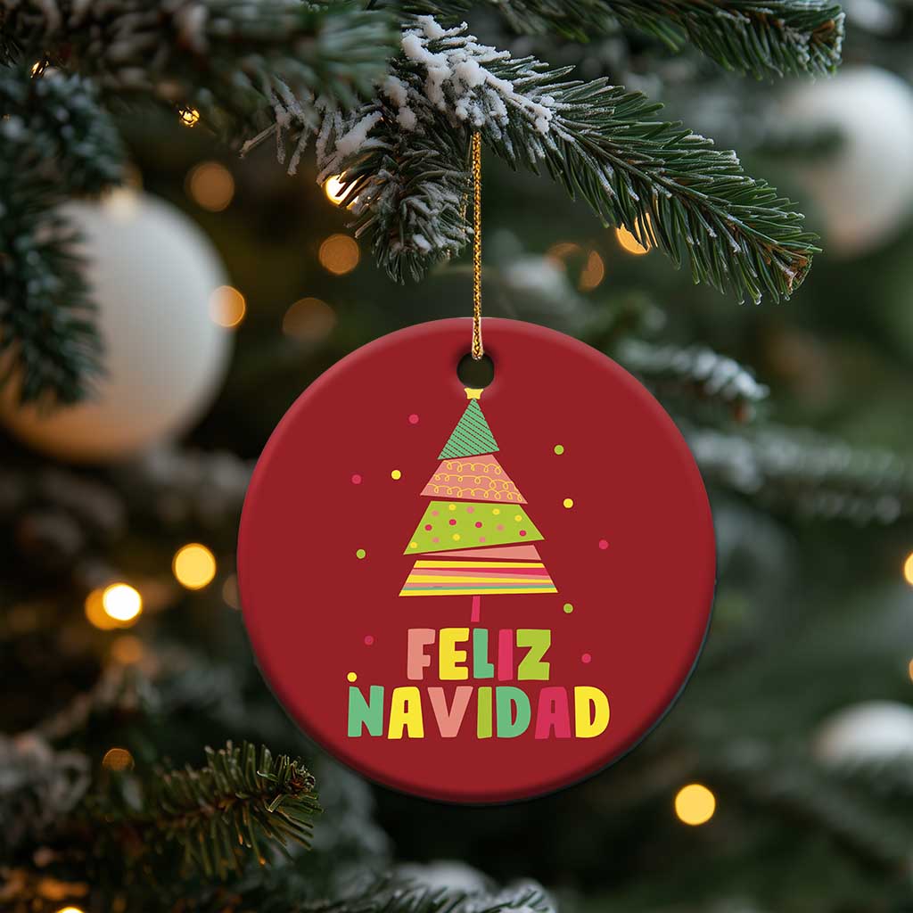 Feliz Navidad Colorful Xmas Tree Spanish Christmas Ornament TS09 Print Your Wear