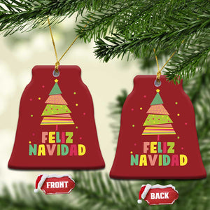 Feliz Navidad Colorful Xmas Tree Spanish Christmas Ornament TS09 Bell Flake Red Print Your Wear