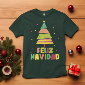 Feliz Navidad Colorful Xmas Tree Spanish Christmas T Shirt TS09 Dark Forest Green Printyourwear