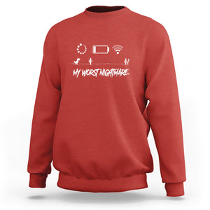 My Worst Nightmare Emty Battery Wifi Loading Gamer Power Sweatshirt TS09 Red Printyourwear