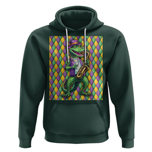 Mardi Gras Funny Alligator Crocodiles Jester Fat Tuesday New Orleans Hoodie TS09 Dark Forest Green Printyourwear