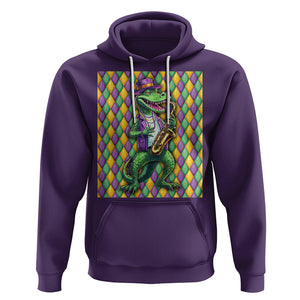 Mardi Gras Funny Alligator Crocodiles Jester Fat Tuesday New Orleans Hoodie TS09 Purple Printyourwear