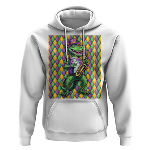 Mardi Gras Funny Alligator Crocodiles Jester Fat Tuesday New Orleans Hoodie TS09 White Printyourwear