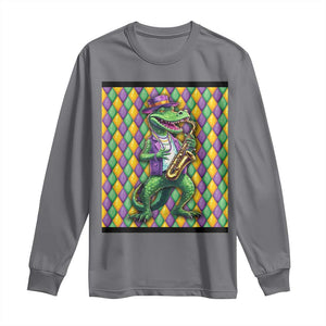 Mardi Gras Funny Alligator Crocodiles Jester Fat Tuesday New Orleans Long Sleeve Shirt TS09 Charcoal Print Your Wear