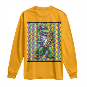 Mardi Gras Funny Alligator Crocodiles Jester Fat Tuesday New Orleans Long Sleeve Shirt TS09 Gold Print Your Wear