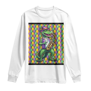 Mardi Gras Funny Alligator Crocodiles Jester Fat Tuesday New Orleans Long Sleeve Shirt TS09 White Print Your Wear