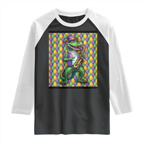 Mardi Gras Funny Alligator Crocodiles Jester Fat Tuesday New Orleans Raglan Shirt TS09 Black White Print Your Wear