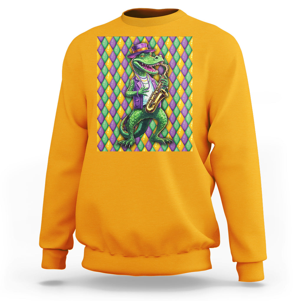 Mardi Gras Funny Alligator Crocodiles Jester Fat Tuesday New Orleans Sweatshirt TS09 Gold Printyourwear