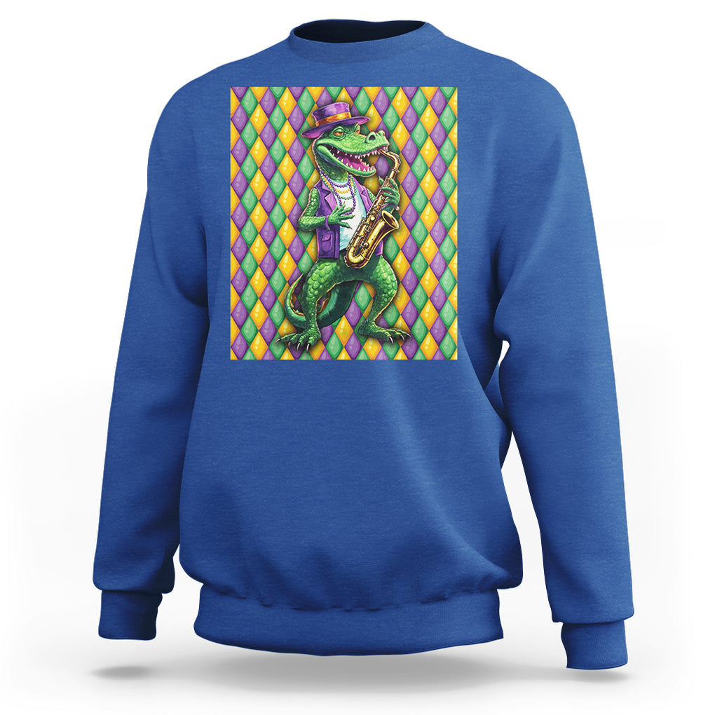 Mardi Gras Funny Alligator Crocodiles Jester Fat Tuesday New Orleans Sweatshirt TS09 Royal Blue Printyourwear