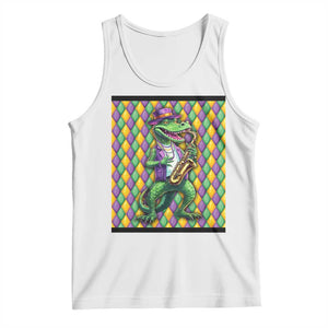 Mardi Gras Funny Alligator Crocodiles Jester Fat Tuesday New Orleans Tank Top TS09 White Print Your Wear