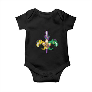 Mardi Gras Alligator Crocodiles Funny Fleur De Lis Baby Onesie TS09 Black Print Your Wear