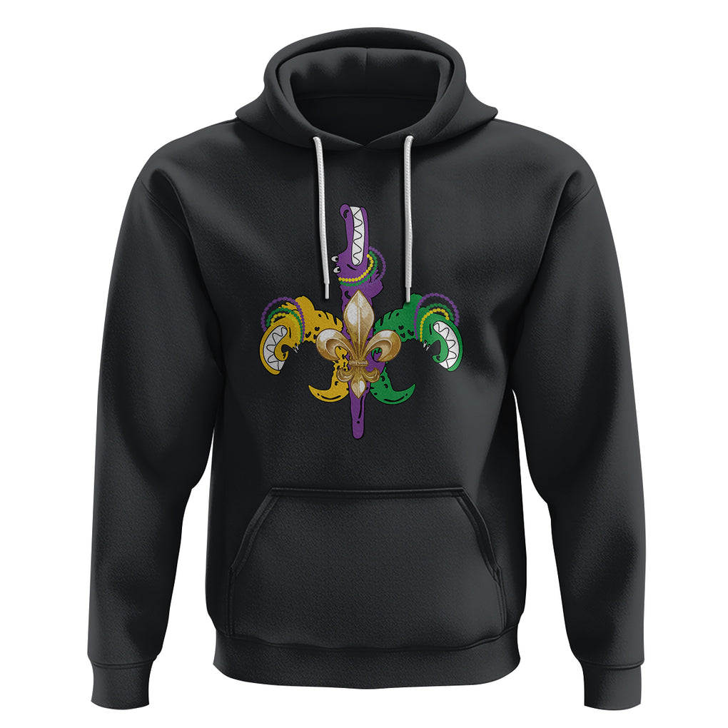 Mardi Gras Alligator Crocodiles Funny Fleur De Lis Hoodie TS09 Black Printyourwear