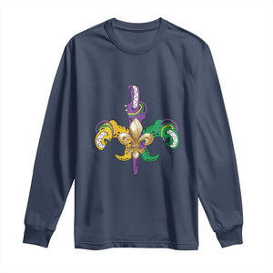 Mardi Gras Alligator Crocodiles Funny Fleur De Lis Long Sleeve Shirt TS09 Navy Print Your Wear