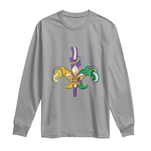 Mardi Gras Alligator Crocodiles Funny Fleur De Lis Long Sleeve Shirt TS09 Sport Gray Print Your Wear