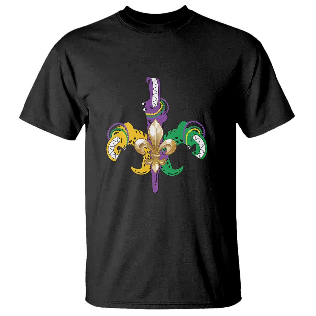 Mardi Gras Alligator Crocodiles Funny Fleur De Lis T Shirt TS09 Black Printyourwear