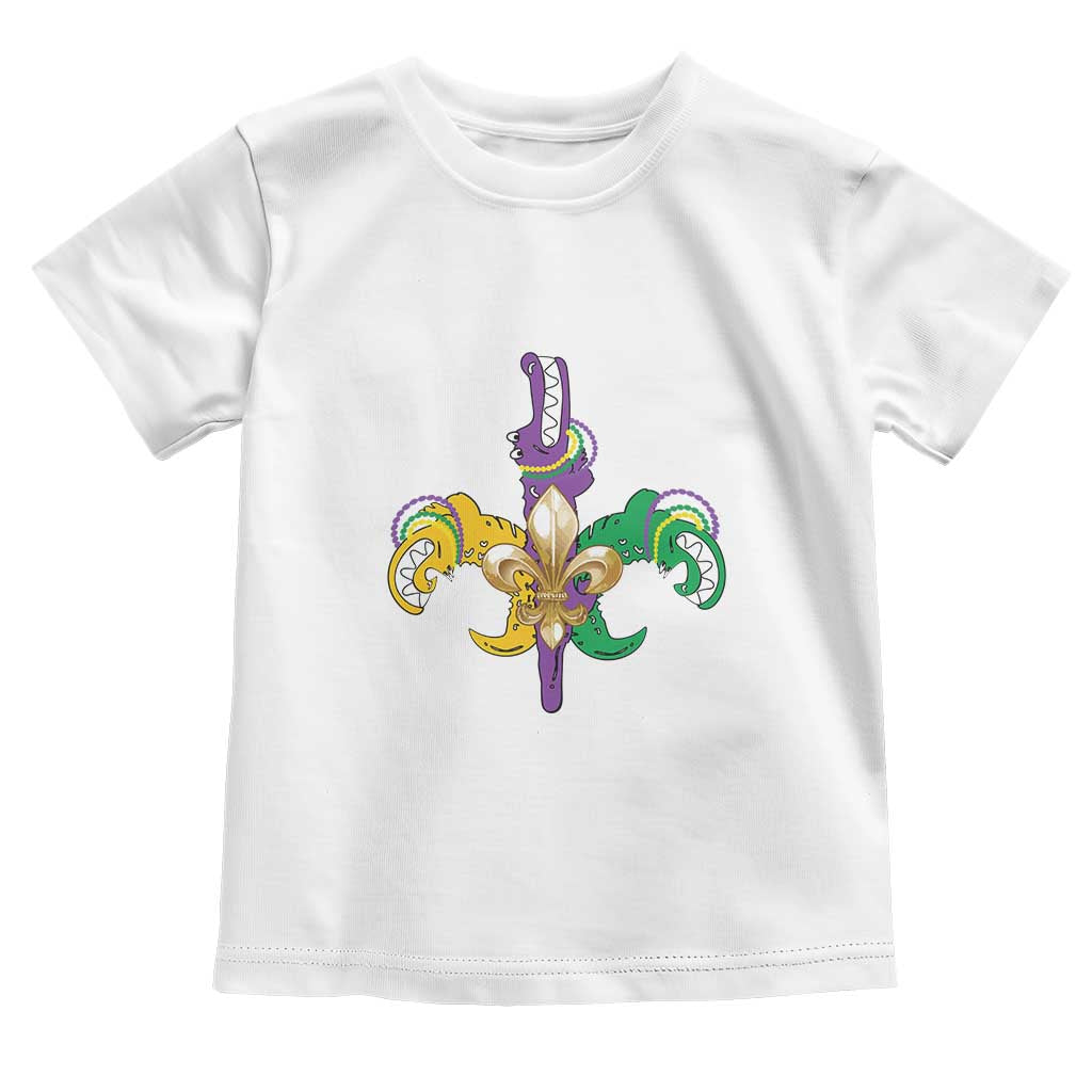 Mardi Gras Alligator Crocodiles Funny Fleur De Lis Toddler T Shirt TS09 White Print Your Wear