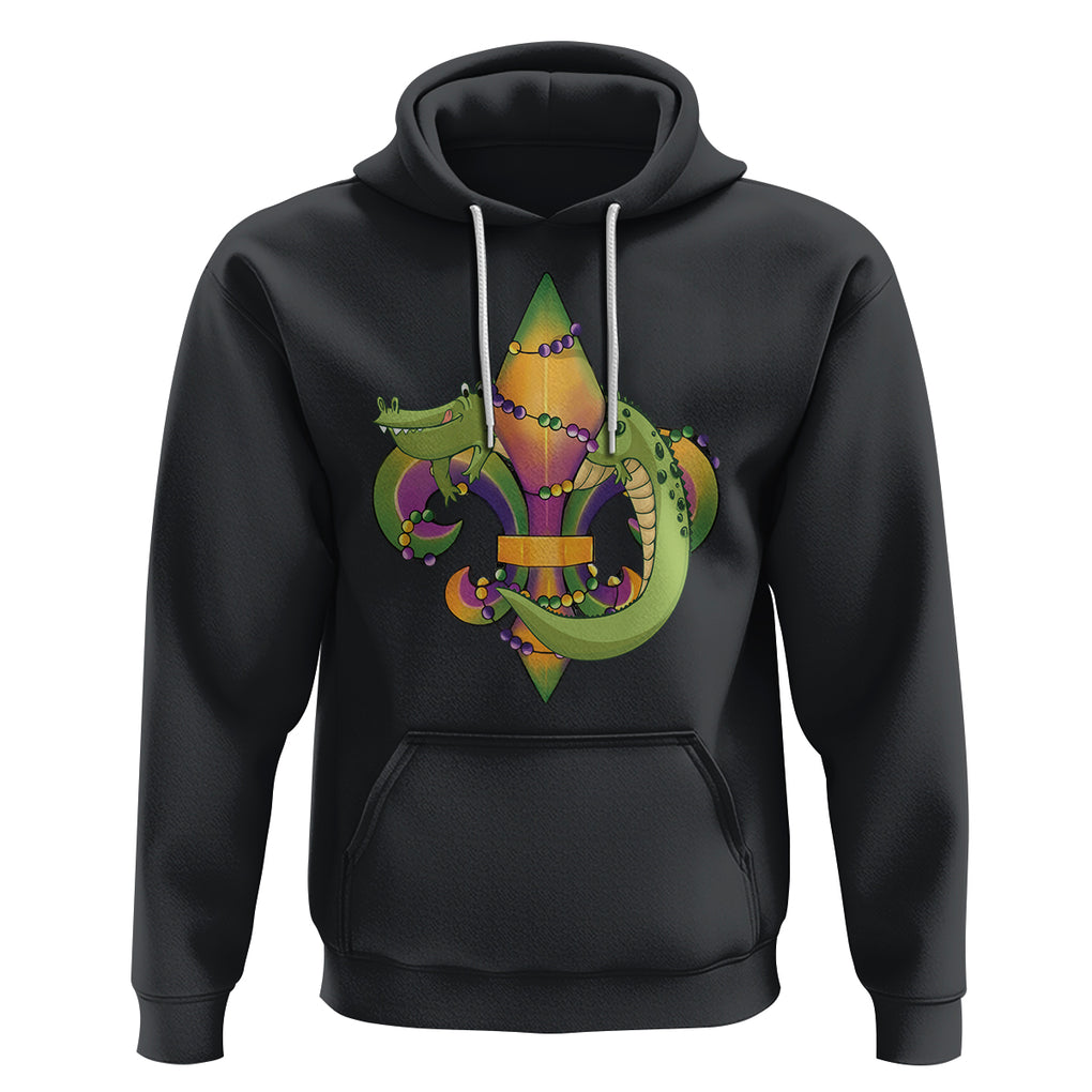 Mardi Gras Alligator Crocodiles Fleur De Lis Hoodie TS09 Black Printyourwear