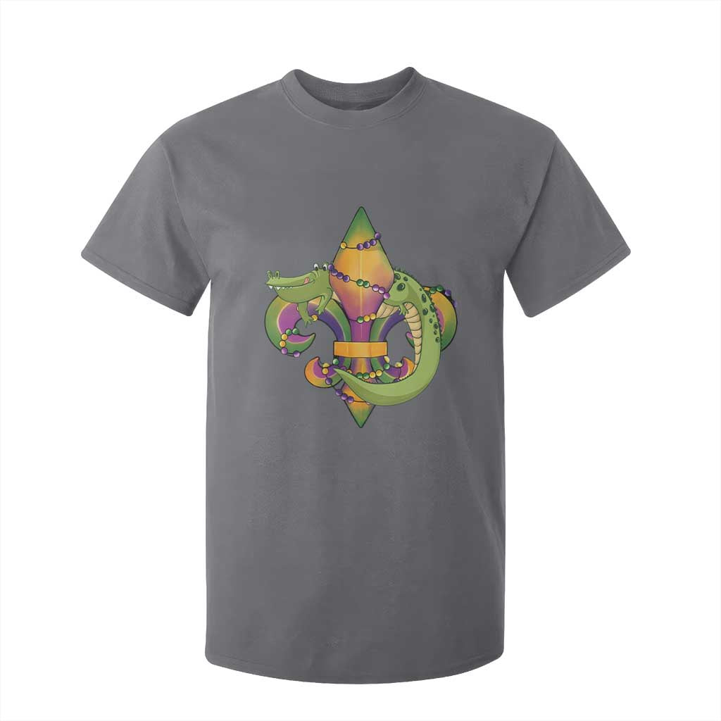 Mardi Gras Alligator Crocodiles Fleur De Lis T Shirt For Kid TS09 Charcoal Print Your Wear