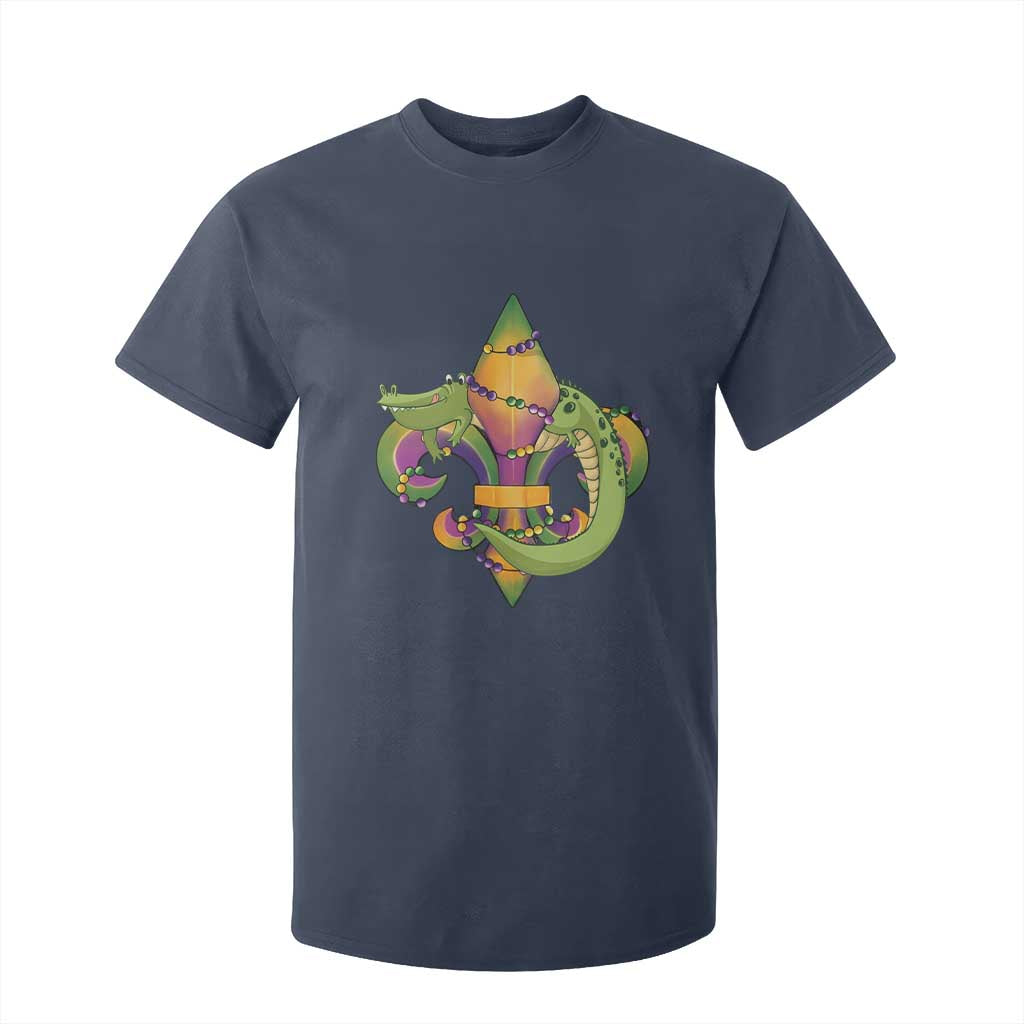 Mardi Gras Alligator Crocodiles Fleur De Lis T Shirt For Kid TS09 Navy Print Your Wear