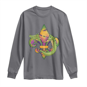 Mardi Gras Alligator Crocodiles Fleur De Lis Long Sleeve Shirt TS09 Charcoal Print Your Wear