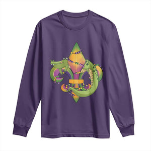 Mardi Gras Alligator Crocodiles Fleur De Lis Long Sleeve Shirt TS09 Purple Print Your Wear