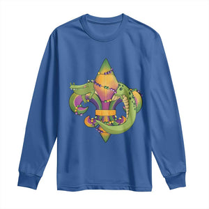 Mardi Gras Alligator Crocodiles Fleur De Lis Long Sleeve Shirt TS09 Royal Blue Print Your Wear