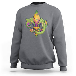 Mardi Gras Alligator Crocodiles Fleur De Lis Sweatshirt TS09 Charcoal Printyourwear