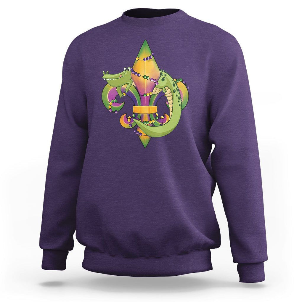 Mardi Gras Alligator Crocodiles Fleur De Lis Sweatshirt TS09 Purple Printyourwear