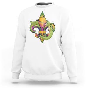 Mardi Gras Alligator Crocodiles Fleur De Lis Sweatshirt TS09 White Printyourwear