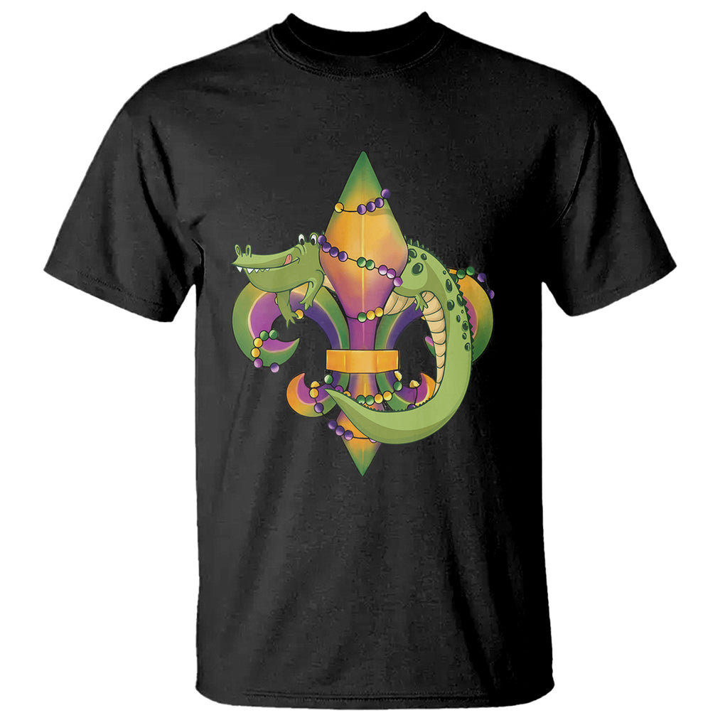 Mardi Gras Alligator Crocodiles Fleur De Lis T Shirt TS09 Black Printyourwear