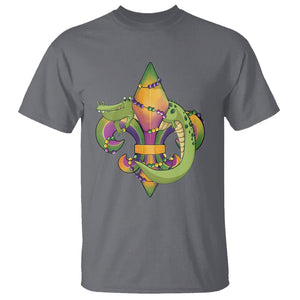 Mardi Gras Alligator Crocodiles Fleur De Lis T Shirt TS09 Charcoal Printyourwear