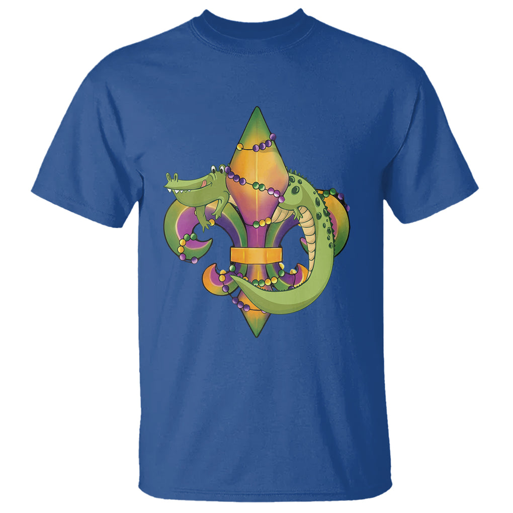 Mardi Gras Alligator Crocodiles Fleur De Lis T Shirt TS09 Royal Blue Printyourwear