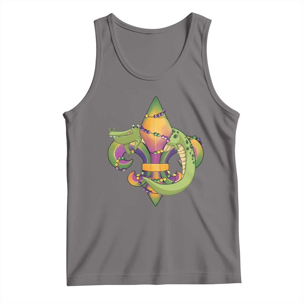 Mardi Gras Alligator Crocodiles Fleur De Lis Tank Top TS09 Deep Heather Print Your Wear