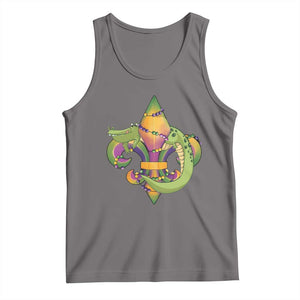 Mardi Gras Alligator Crocodiles Fleur De Lis Tank Top TS09 Deep Heather Print Your Wear