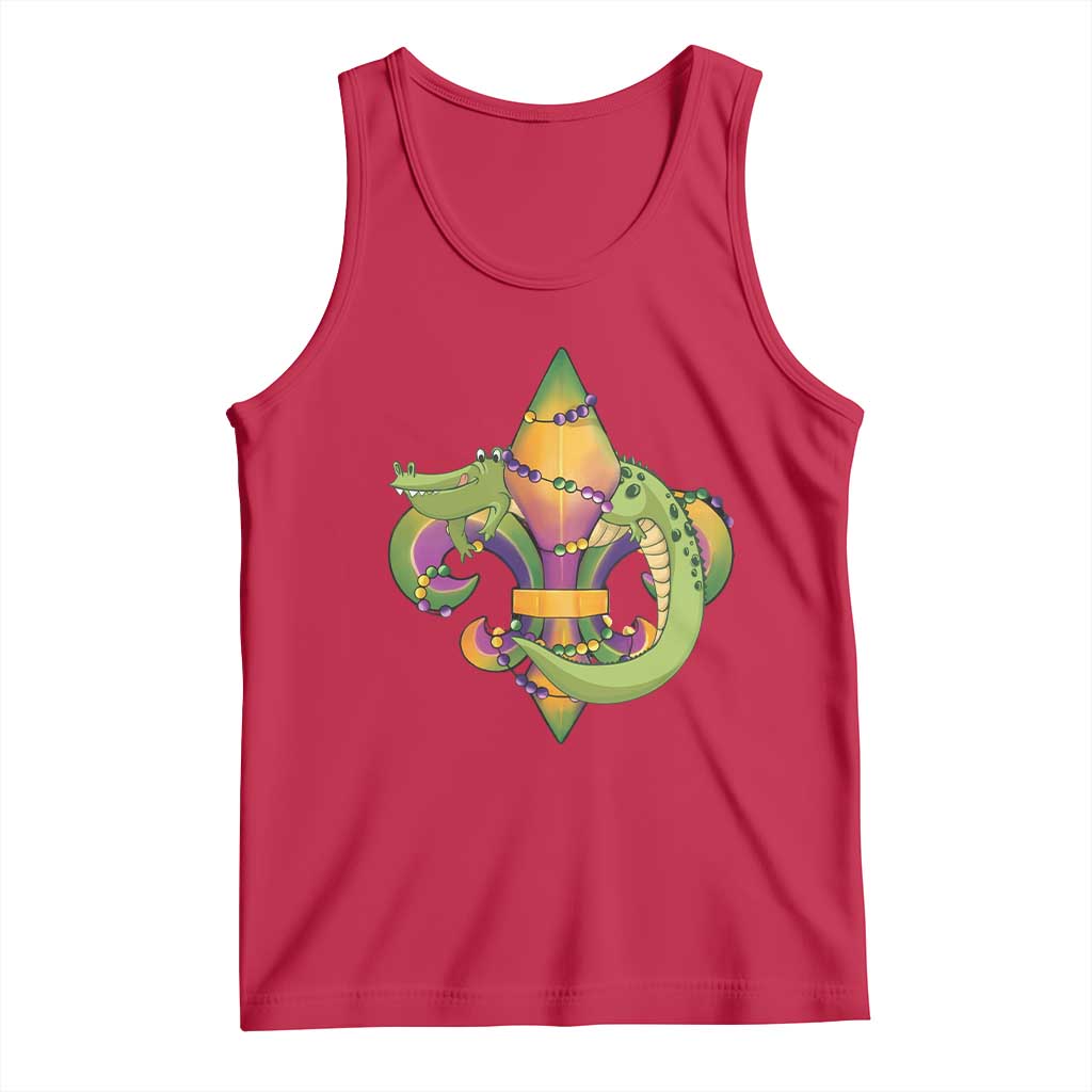 Mardi Gras Alligator Crocodiles Fleur De Lis Tank Top TS09 Red Print Your Wear