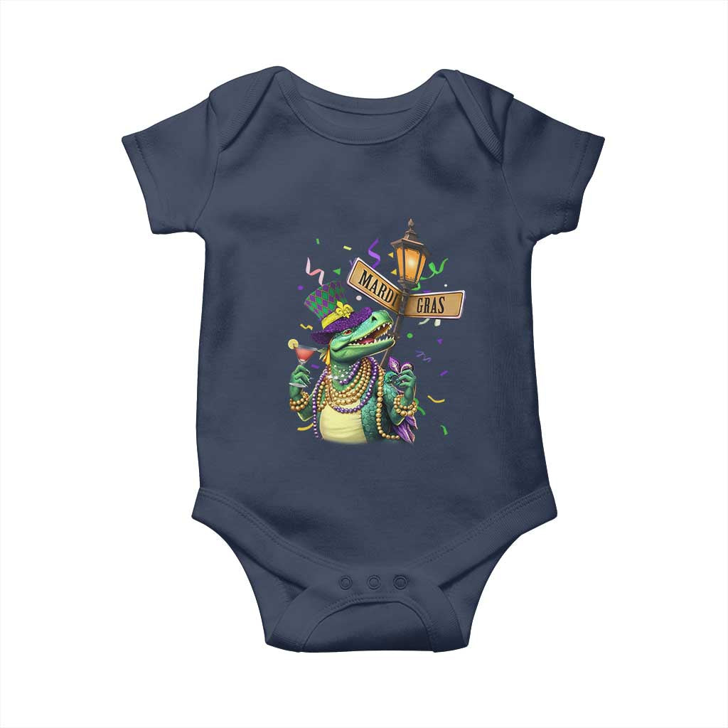Bead Dinosaur Funny Mardi Grawr Gras Baby Onesie TS09 Navy Print Your Wear