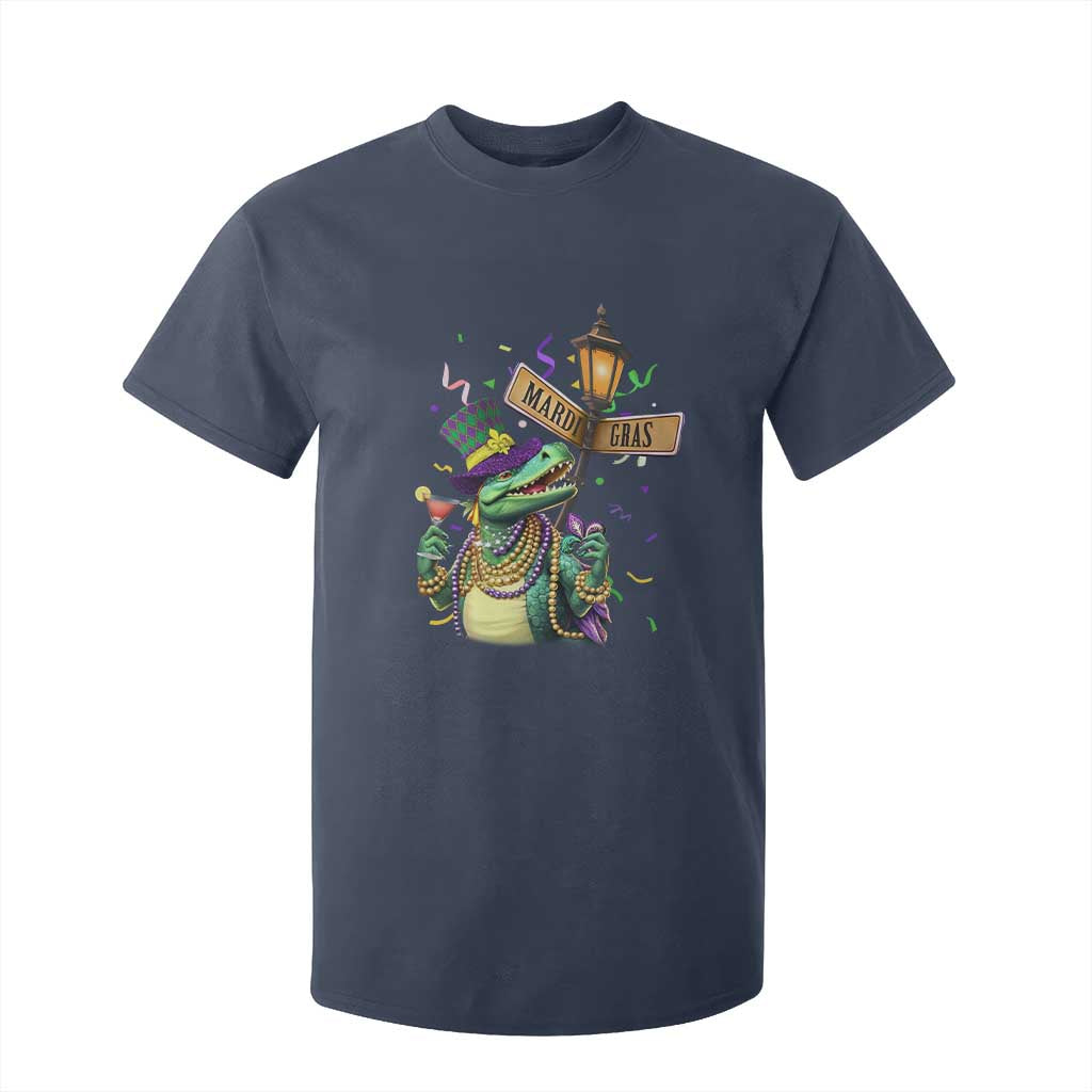 Bead Dinosaur Funny Mardi Grawr Gras T Shirt For Kid TS09 Navy Print Your Wear
