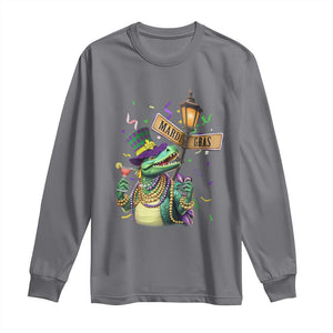 Bead Dinosaur Funny Mardi Grawr Gras Long Sleeve Shirt TS09 Charcoal Print Your Wear