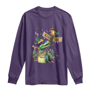 Bead Dinosaur Funny Mardi Grawr Gras Long Sleeve Shirt TS09 Purple Print Your Wear