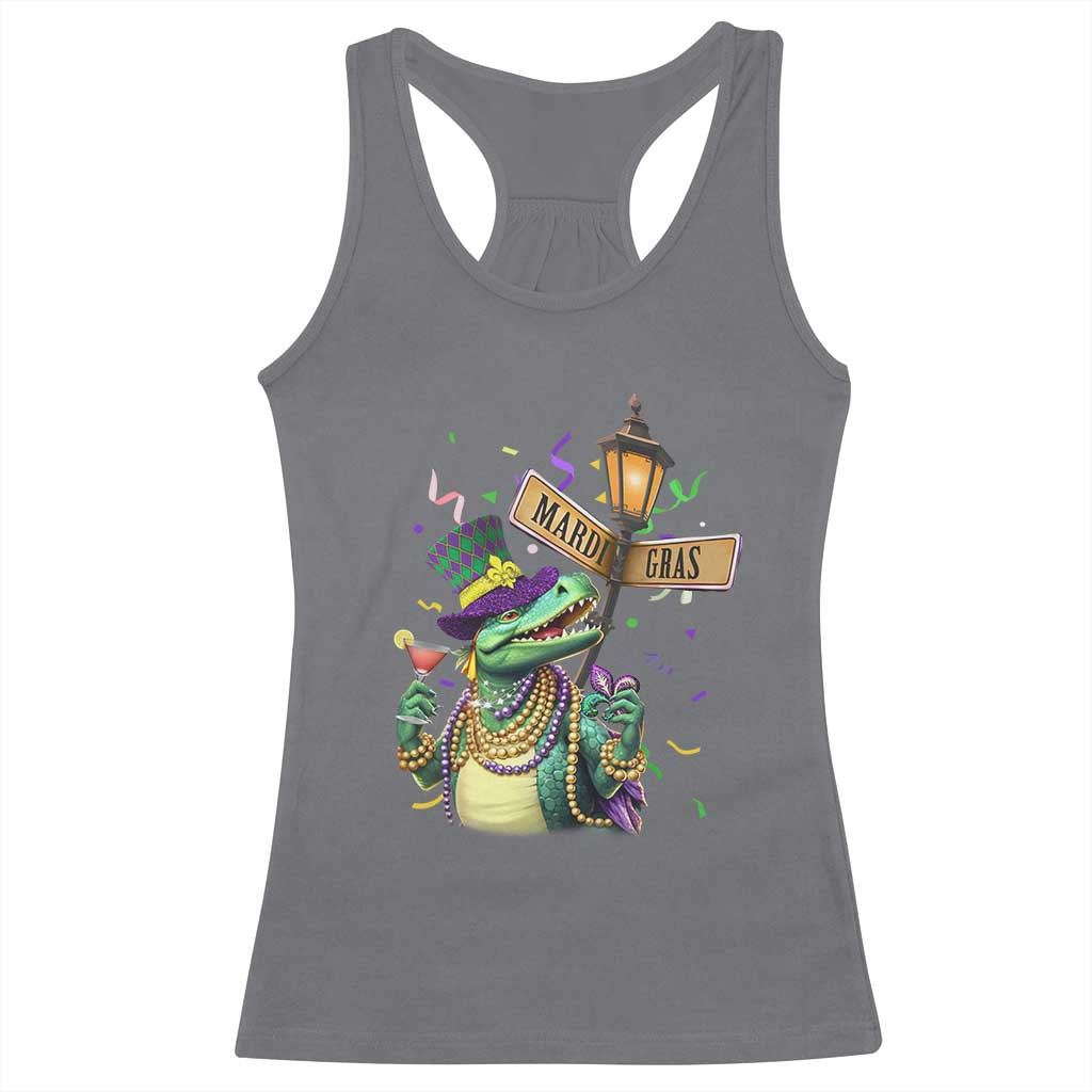 Bead Dinosaur Funny Mardi Grawr Gras Racerback Tank Top TS09 Charcoal Print Your Wear